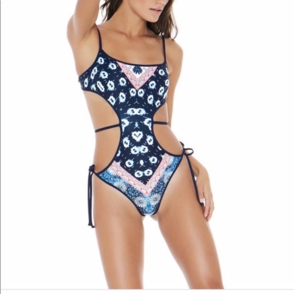NWT L*Space Ludlow One Piece Swimsuit Blue SZ-8 - Picture 4 of 5